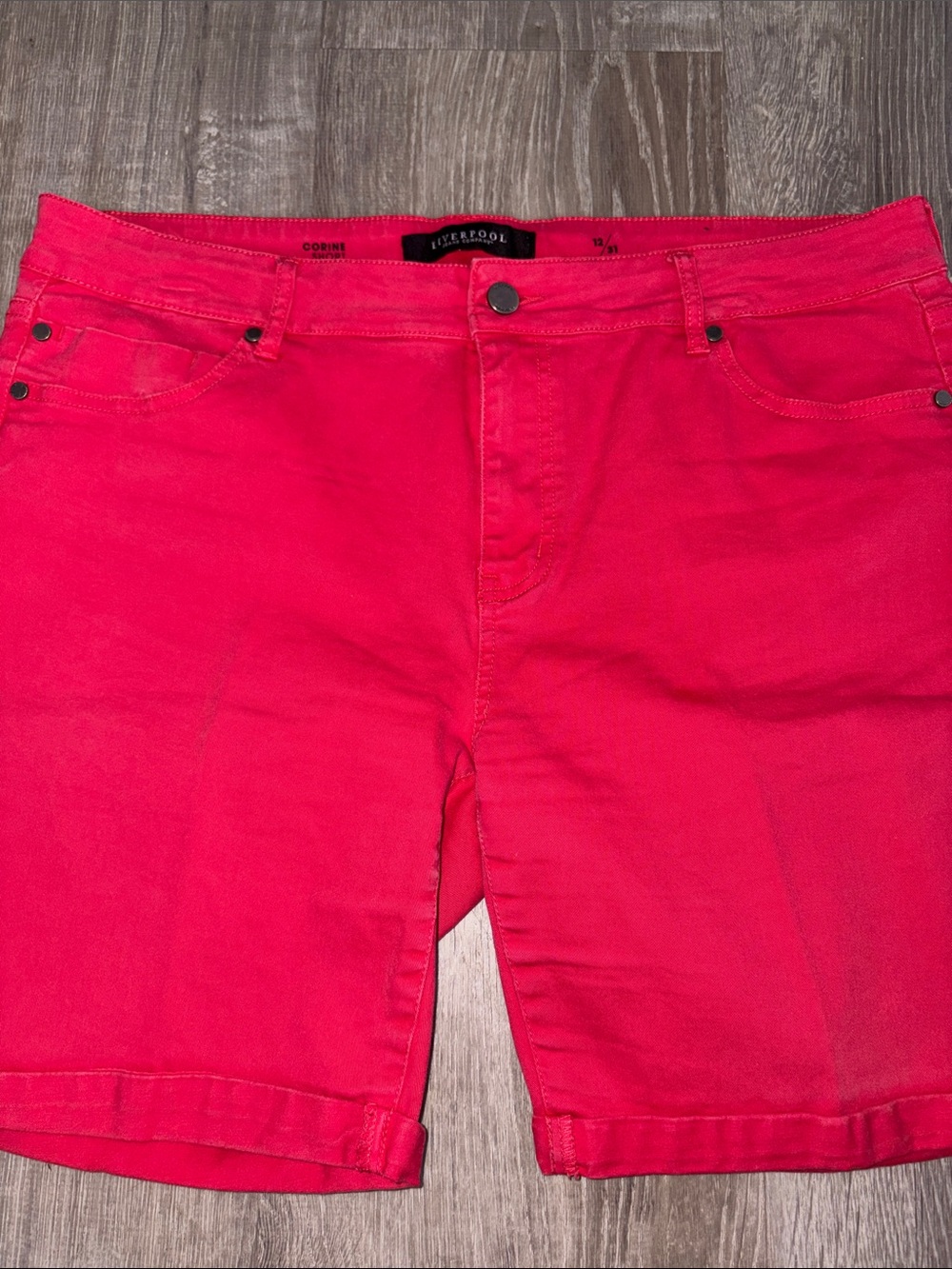 Liverpool Hot Pink Denim Shorts - Picture 2 of 7
